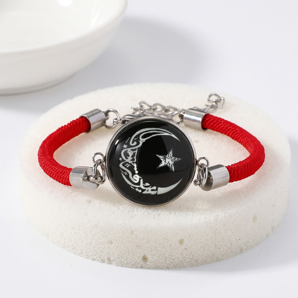 HilalHaven Woven Blessing Corded Glow-in-the-Dark Charm Bracelet - Crescent Moon - image 2