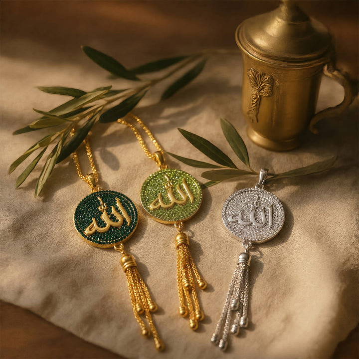 HilalHaven Virtue Glow Tasseled Crystal Allah Car Charm  - image 0