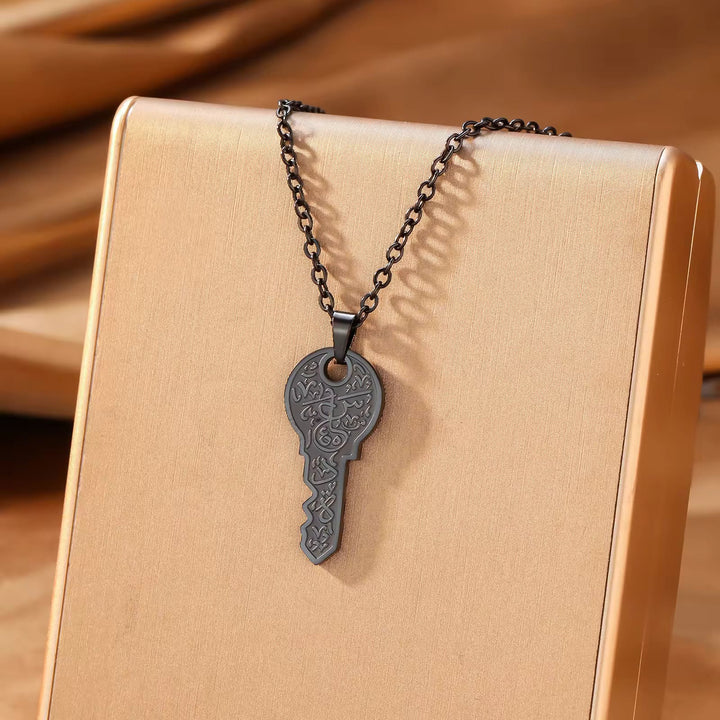 HilalHaven Guiding Key Ayatul Kursi Engraved Pendant Necklace - Black Key - image 2