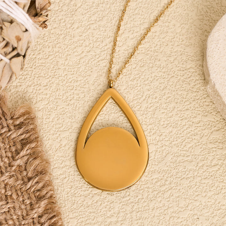 HilalHaven Glimmered Drop Ayatul Kursi Verse Teardrop Inlaid Pendant Necklace - image 5