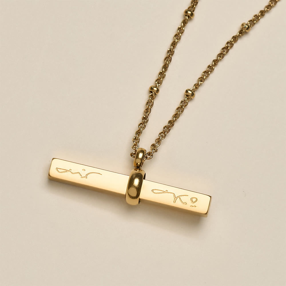 HilalHaven Linear Epithet Salah-Sucess&amp;Sabr-Patience Rotating Bar Necklace - image 3