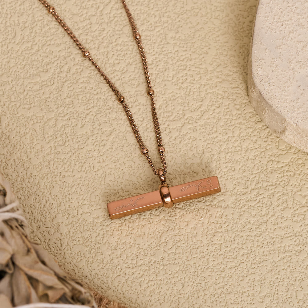 HilalHaven Linear Epithet Salah-Sucess&amp;Sabr-Patience Rotating Bar Necklace - image 5