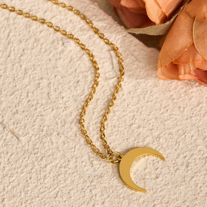 HilalHaven "Lunar Simplicity" Sleek Crescent Pendant Necklace - Golden - image 2