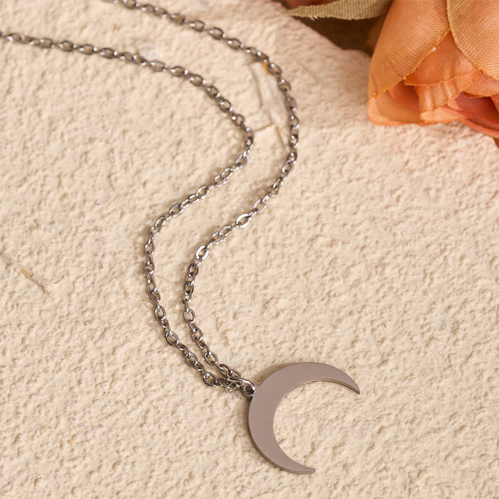 HilalHaven "Lunar Simplicity" Sleek Crescent Pendant Necklace - Silver - image 10