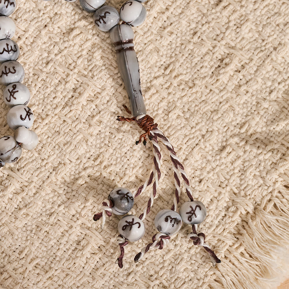 HilalHaven Marbled Inscriptions Handcrafted 33 Beads Tasbiih - image 9