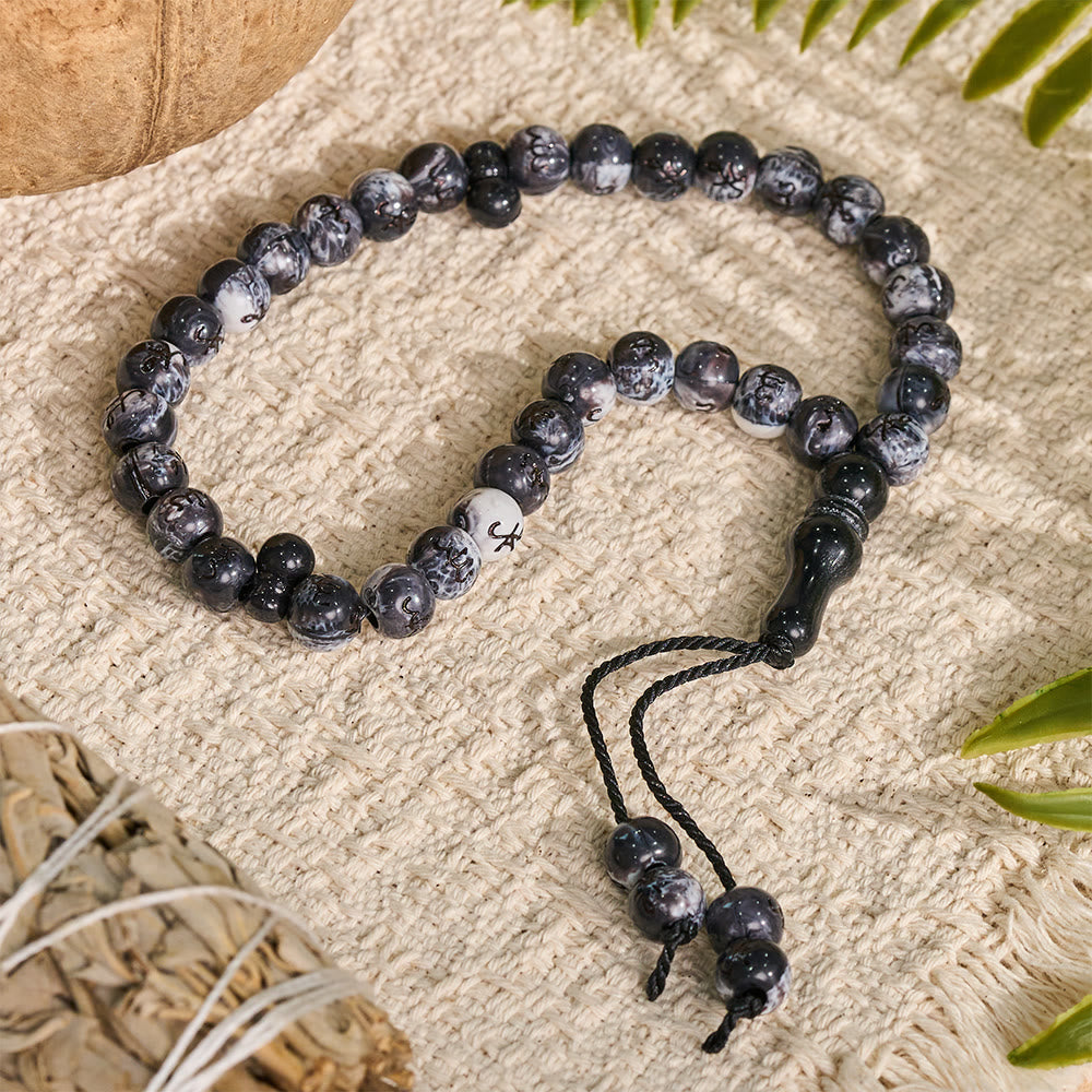 HilalHaven Marbled Inscriptions Handcrafted 33 Beads Tasbiih - image 1