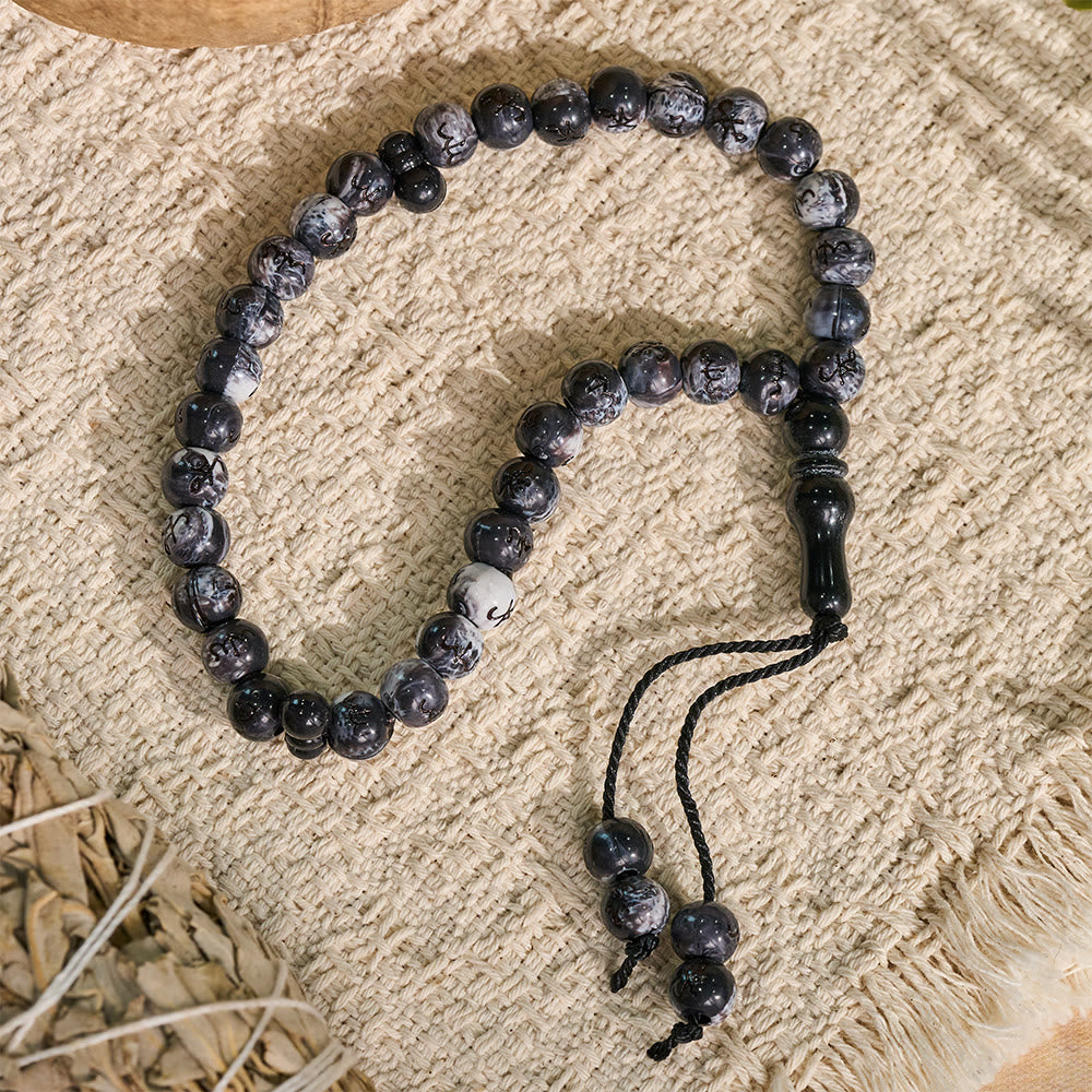 HilalHaven Marbled Inscriptions Handcrafted 33 Beads Tasbiih - image 2
