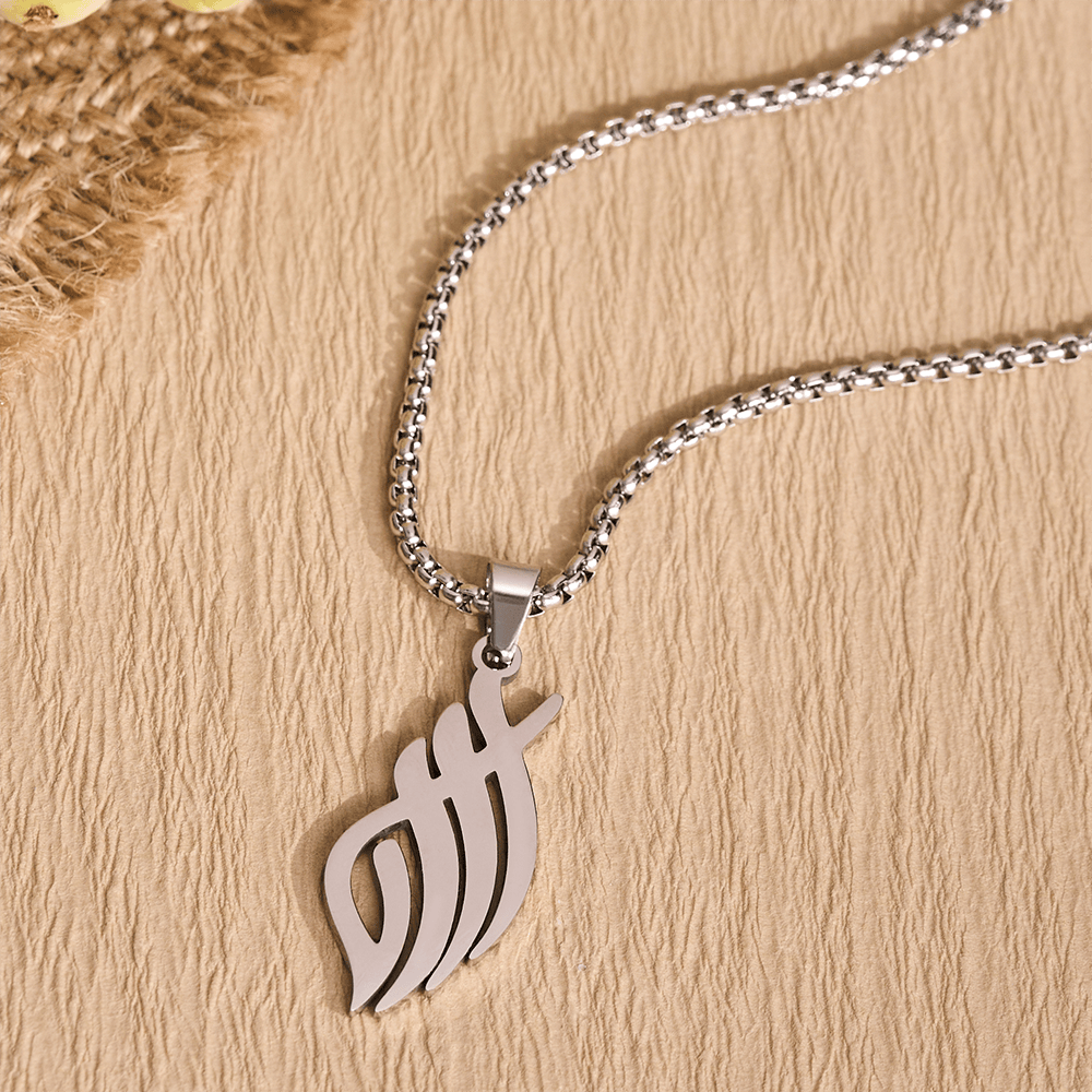 HilalHaven Wind-Swept Inscription Slim Script Necklace - image 6