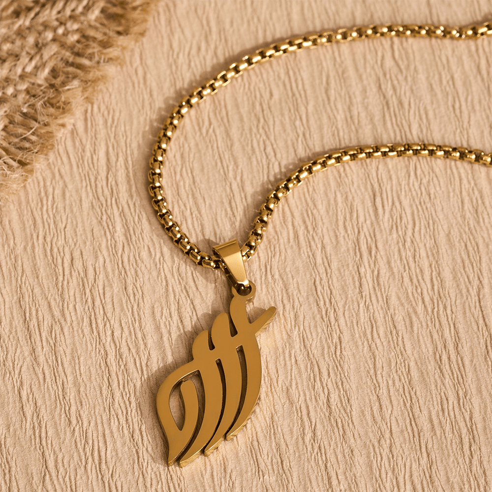 HilalHaven Wind-Swept Inscription Slim Script Necklace - image 2