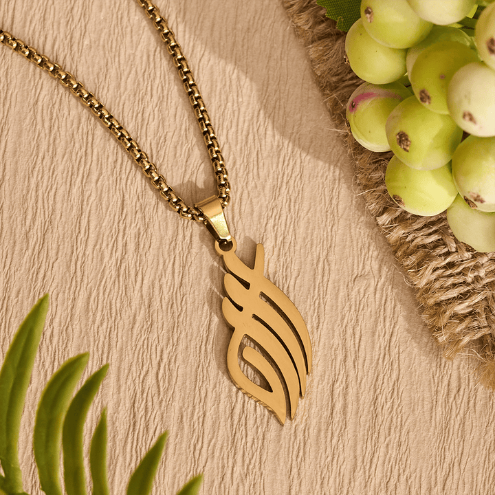 HilalHaven Wind-Swept Inscription Slim Script Necklace - image 1