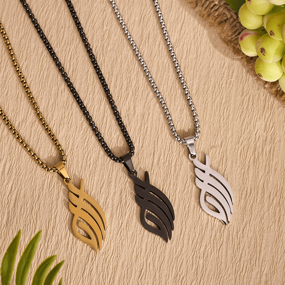 HilalHaven Wind-Swept Inscription Slim Script Necklace - image 0