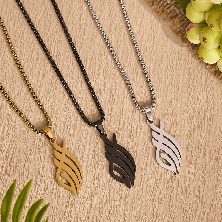 HilalHaven Wind-Swept Inscription Slim Script Necklace - image 0