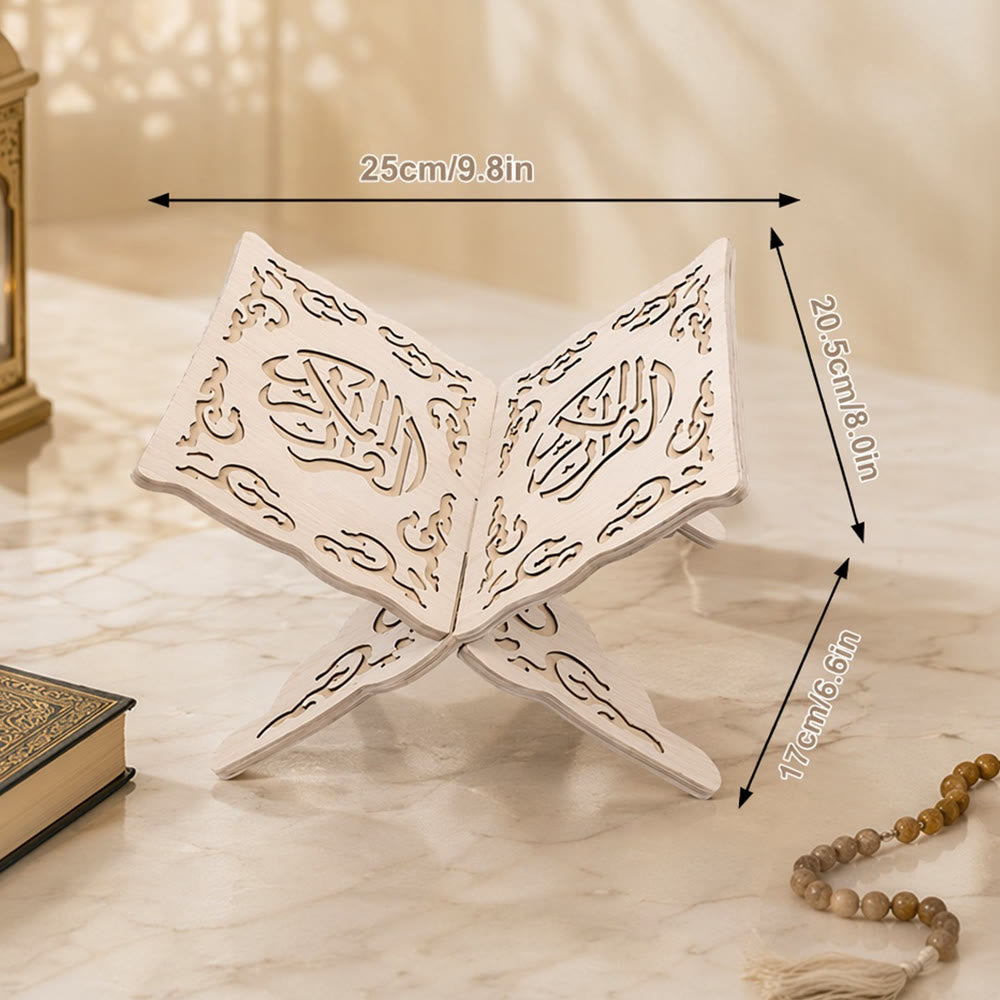HilalHaven Ornate Page Carving Openwork Foldable Quran Rehal - image 4