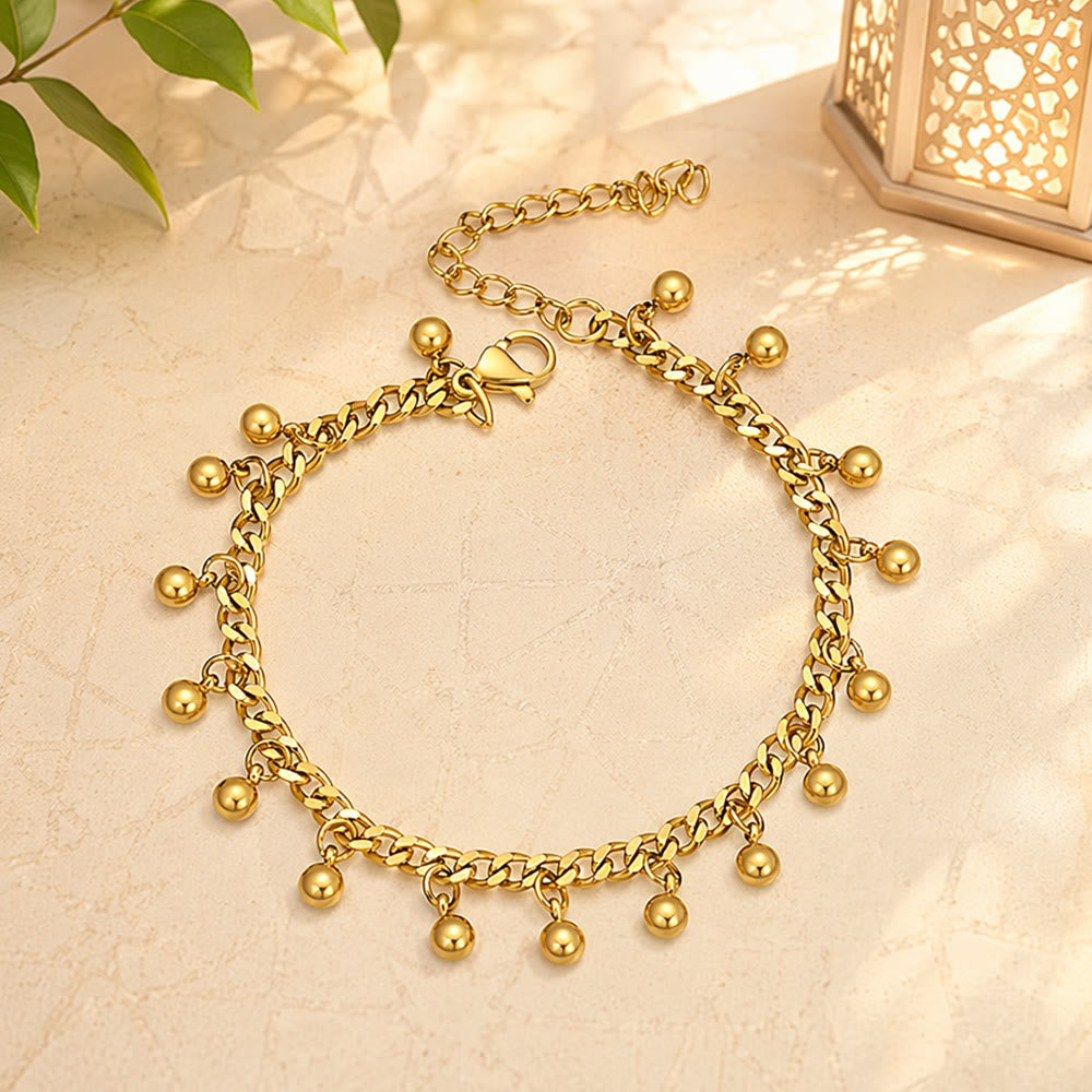 HilalHaven Sequential Sphere Rhythm Dangling Bead Chain Bracelet - Golden - image 0