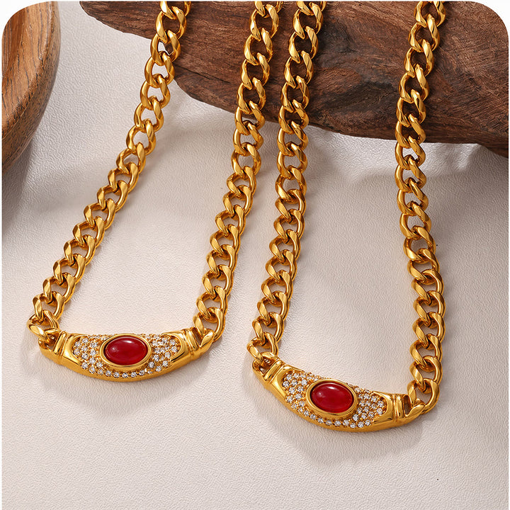FREE Today: Curved Contour Framed Gem Pavé Setting Curb Chain Necklace - image 2