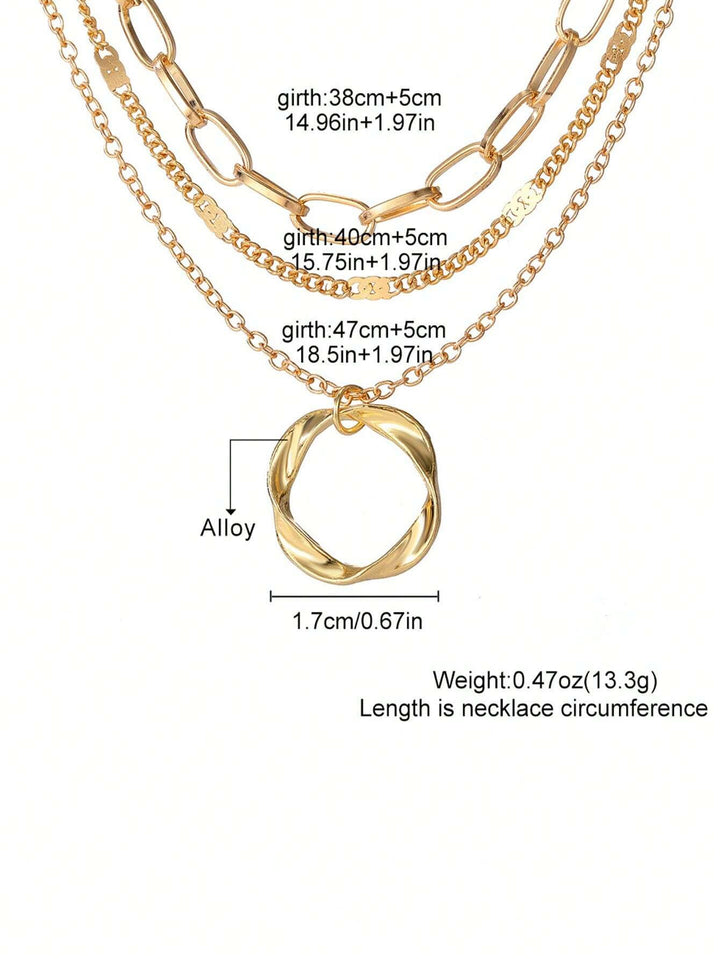 HilalHaven Swirl Circular Equilibrium Multi-Strand Stacked Hollow Loop Pendant Necklace  - image 4