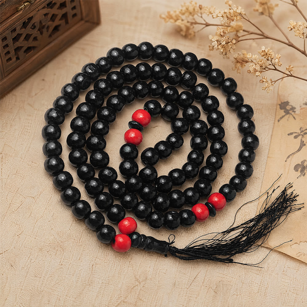 HilalHaven Spherical Inner Equilibrium Hand Sanded Wooden Tassel 99 Beads Tasbih - Black - image 1