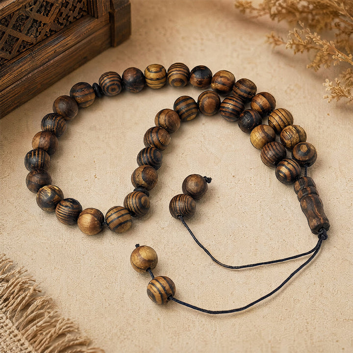 HilalHaven Grain &amp; Circular CadenceGrain Wood Meditation 33 Beads Tasbih - image 2