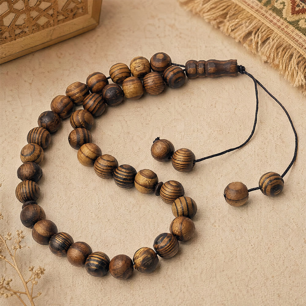 HilalHaven Grain & Circular CadenceGrain Wood Meditation 33 Beads Tasbih - image 1