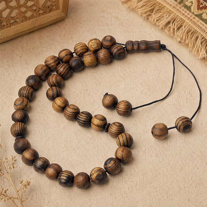 HilalHaven Grain &amp; Circular CadenceGrain Wood Meditation 33 Beads Tasbih - image 1