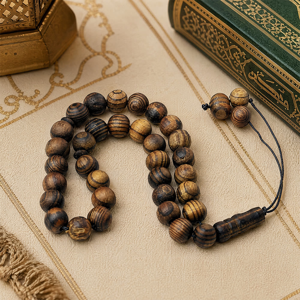 HilalHaven Grain &amp; Circular CadenceGrain Wood Meditation 33 Beads Tasbih - image 4