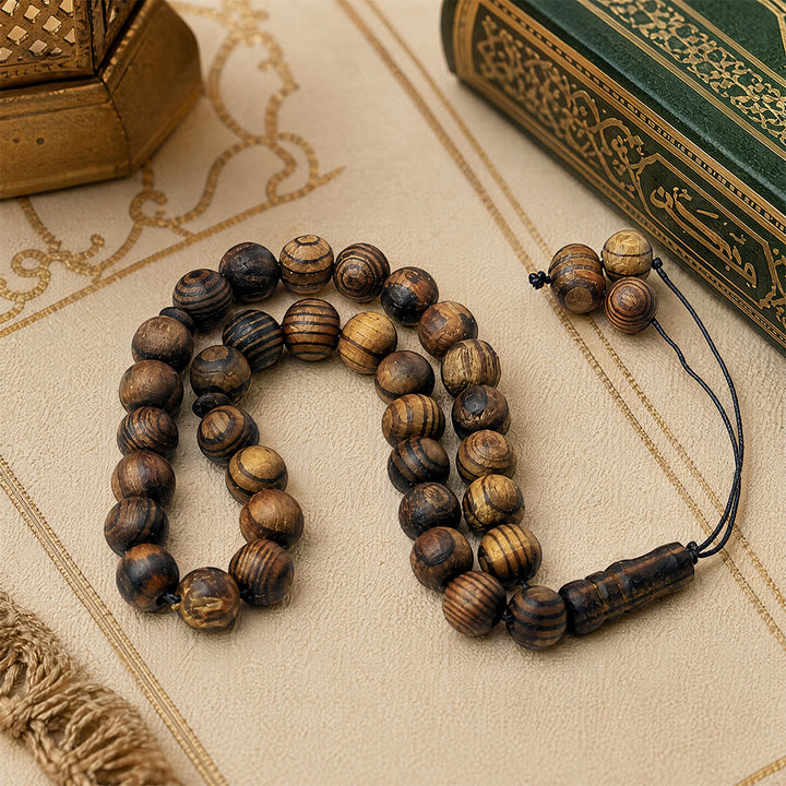 HilalHaven Grain &amp; Circular CadenceGrain Wood Meditation 33 Beads Tasbih - image 4