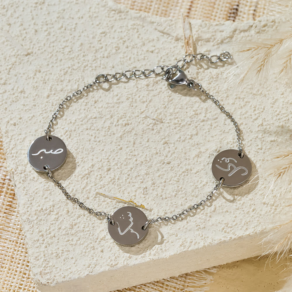 HilalHaven Virtue Trio Sabr Hubb Shukr Calligraphy Bracelet — Polished Stainless Steel - image 6