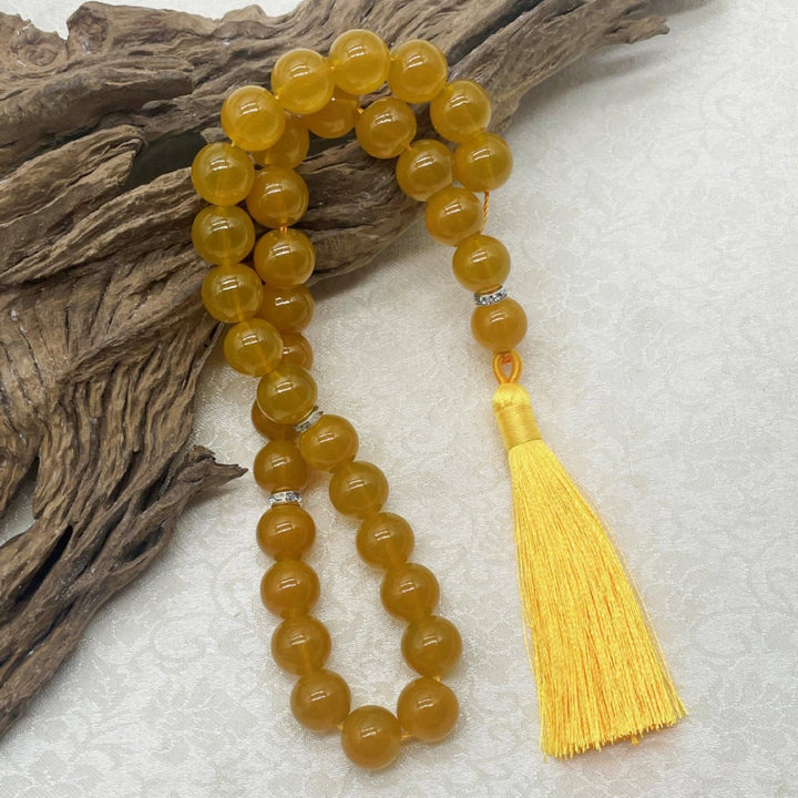 HilalHaven Flowing Cyclic Equilibrium Artisan Gloss Glass Tassel 33 Beads Tasbih - image 5