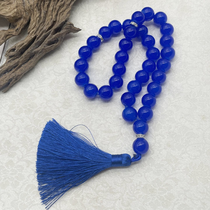 HilalHaven Flowing Cyclic Equilibrium Artisan Gloss Glass Tassel 33 Beads Tasbih - image 3
