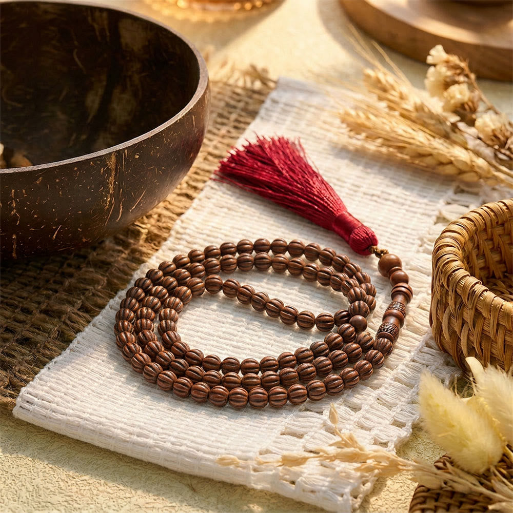 HilalHaven Flowing Cyclic Equilibrium Artisan Gloss Glass Tassel 99 Beads Tasbih - Chestnut Brown - image 4