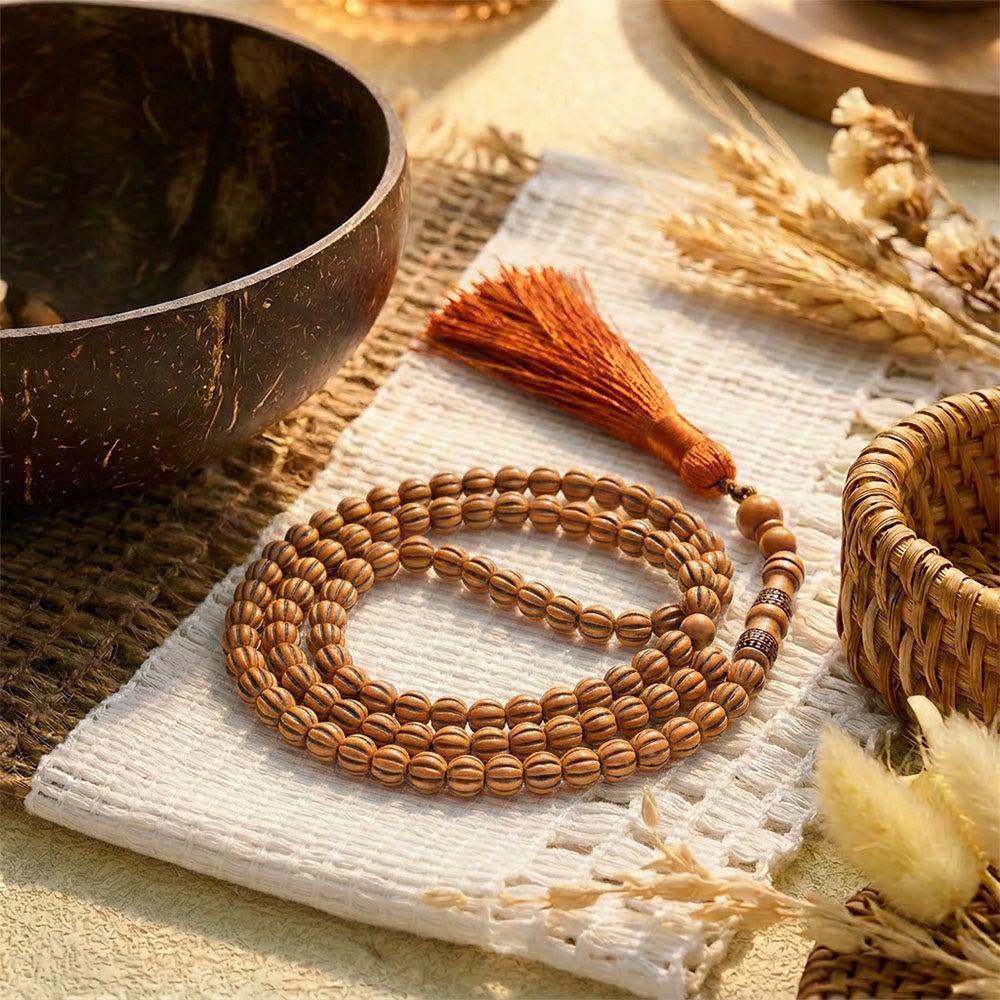 HilalHaven Flowing Cyclic Equilibrium Artisan Gloss Glass Tassel 99 Beads Tasbih - Amber Brown - image 1