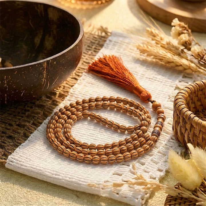 HilalHaven Flowing Cyclic Equilibrium Artisan Gloss Glass Tassel 99 Beads Tasbih - Amber Brown - image 1