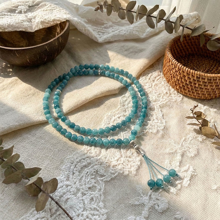 HilalHaven Translucent Spherical Contemplation Handcrafted Glass Tassel 99 Bead Tasbih - Sapphire Blue - image 3
