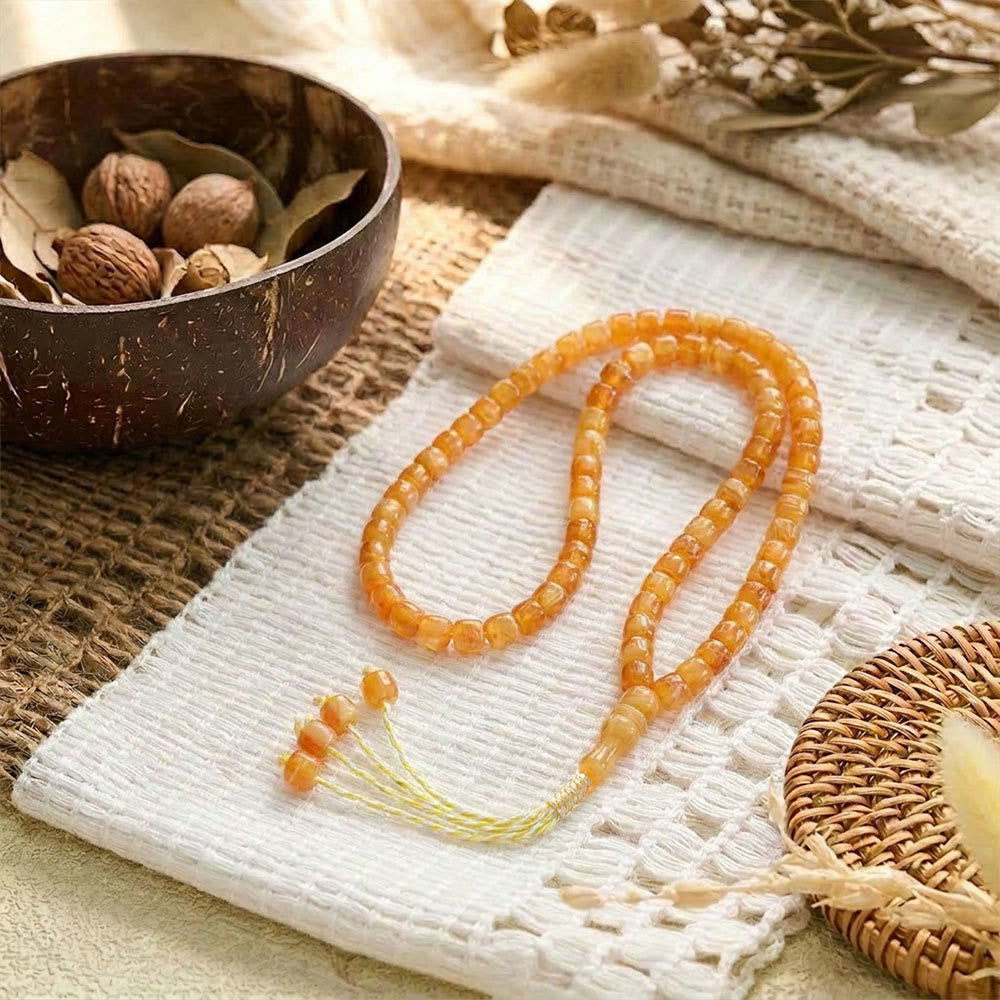 HilalHaven Slender Rhythmic Spire Hand-Tied Meditation 99 Bar Beads Tasbih - Orange - image 12