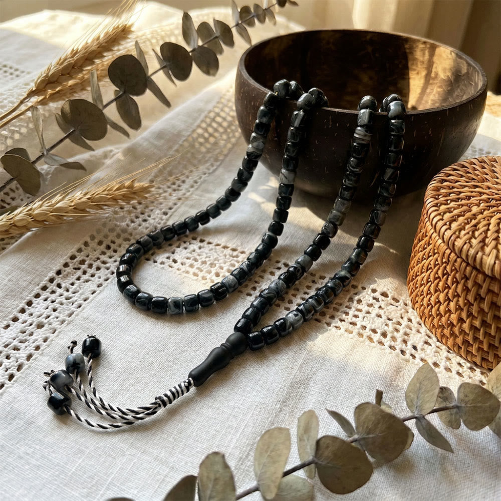 HilalHaven Slender Rhythmic Spire Hand-Tied Meditation 99 Bar Beads Tasbih - image 9