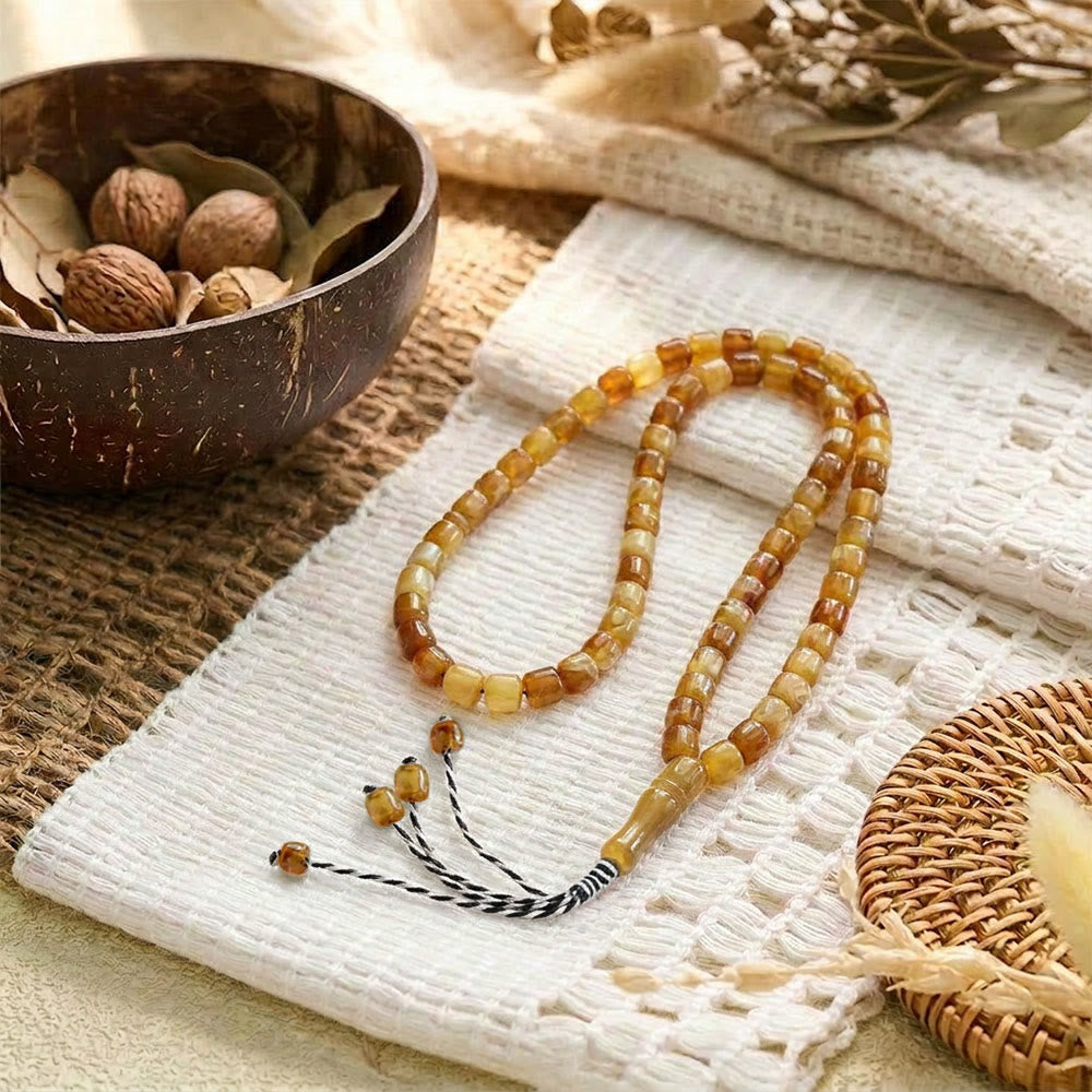 HilalHaven Slender Rhythmic Spire Hand-Tied Meditation 99 Bar Beads Tasbih - Agate Tone - image 10
