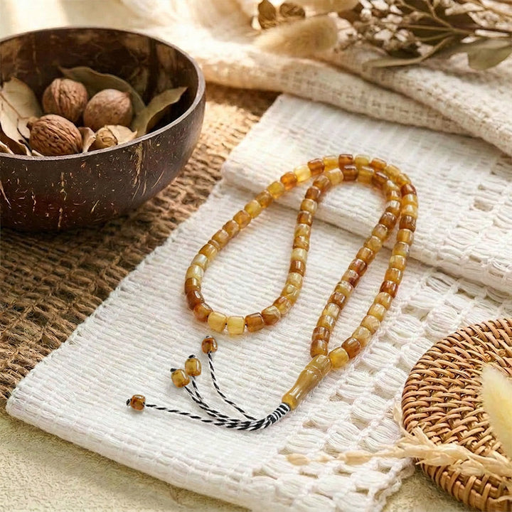 HilalHaven Slender Rhythmic Spire Hand-Tied Meditation 99 Bar Beads Tasbih - Agate Tone - image 10