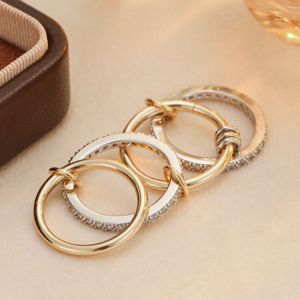 HilalHaven Interwoven Circular Symmetry Sabr Ring — Linked Multi-Hoop Pavé Detail Statement  - image 2