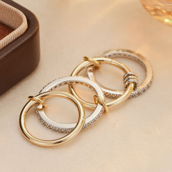 HilalHaven Interwoven Circular Symmetry Sabr Ring — Linked Multi-Hoop Pavé Detail Statement  - image 2