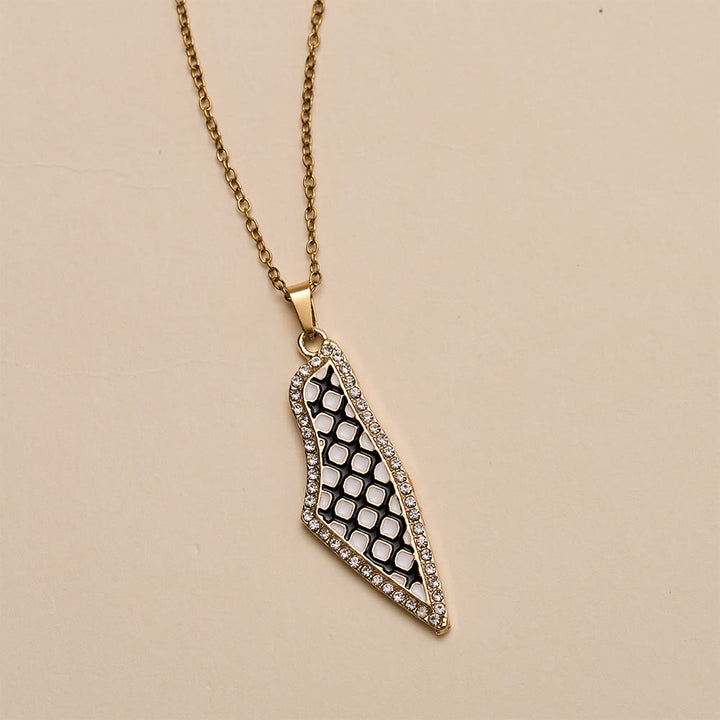 HilalHaven Homeland Weave Silhouette Palestine Keffiyeh Lattice Heritage Contour Pendant Necklace - image 4