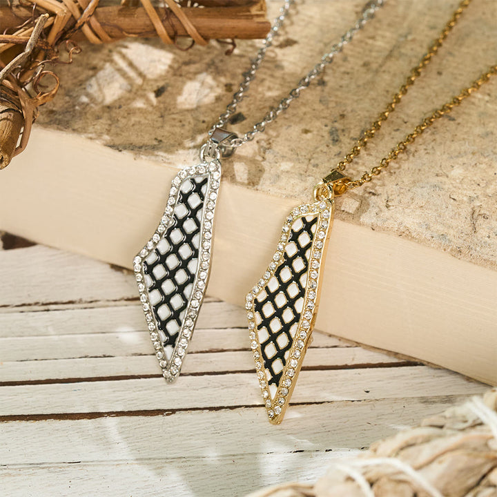 HilalHaven Homeland Weave Silhouette Palestine Keffiyeh Lattice Heritage Contour Pendant Necklace - image 0