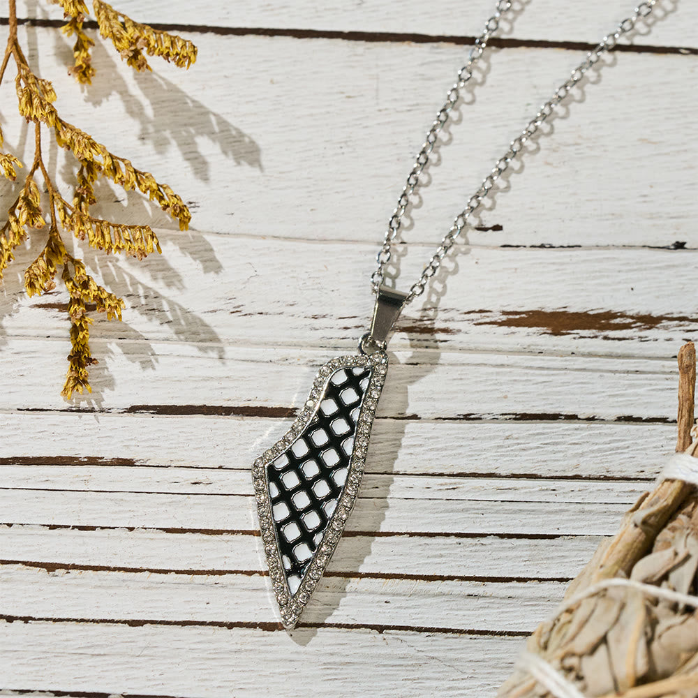 HilalHaven Homeland Weave Silhouette Palestine Keffiyeh Lattice Heritage Contour Pendant Necklace - image 7
