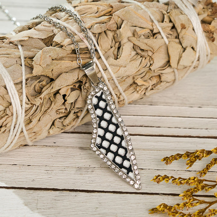 FREE Today: Homeland Weave Silhouette Palestine Keffiyeh Lattice Heritage Contour Pendant Necklace - Silver - image 5