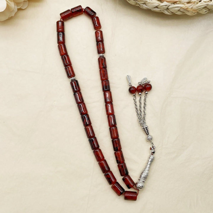 HilalHaven Rectilinear Cadence Textured Glass Tube 33 Beads Tasbih - image 2