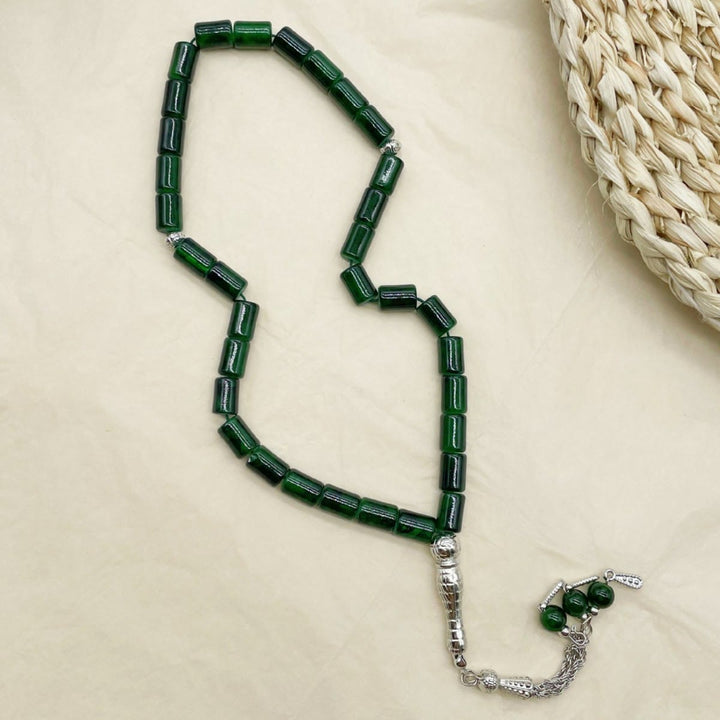 HilalHaven Rectilinear Cadence Textured Glass Tube 33 Beads Tasbih - image 5