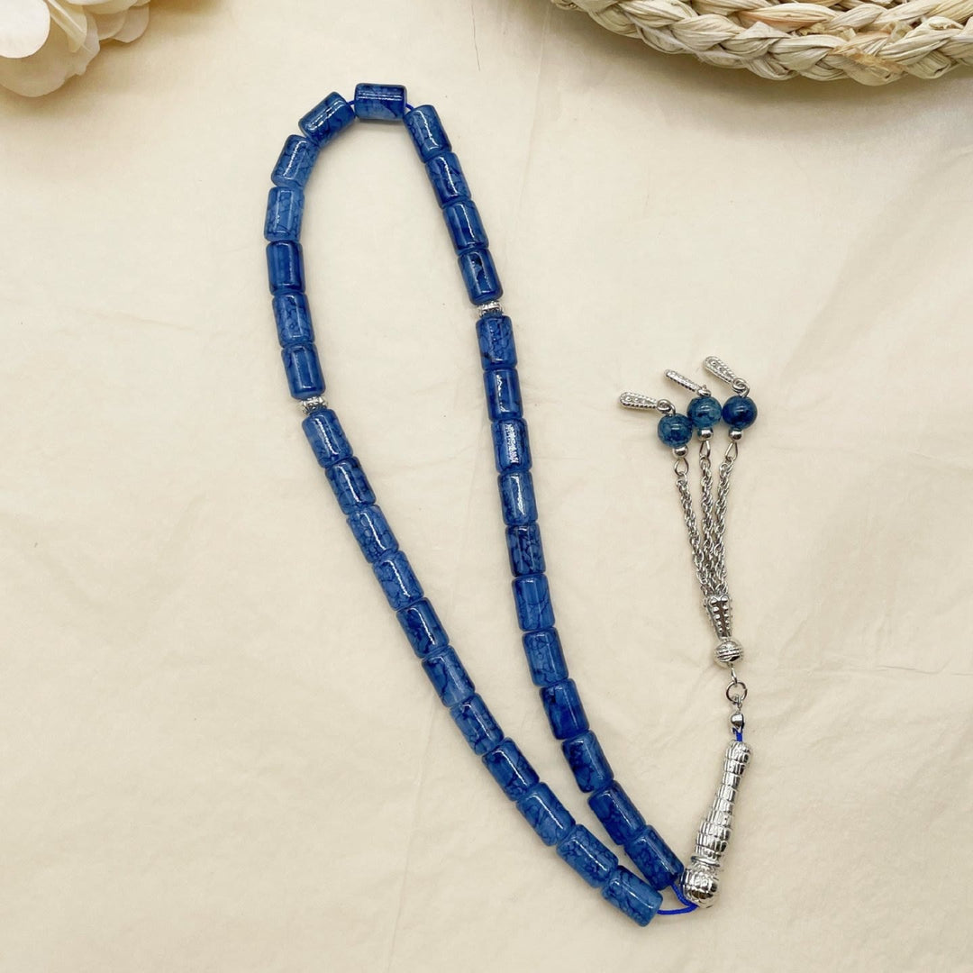 HilalHaven Rectilinear Cadence Textured Glass Tube 33 Beads Tasbih - image 8