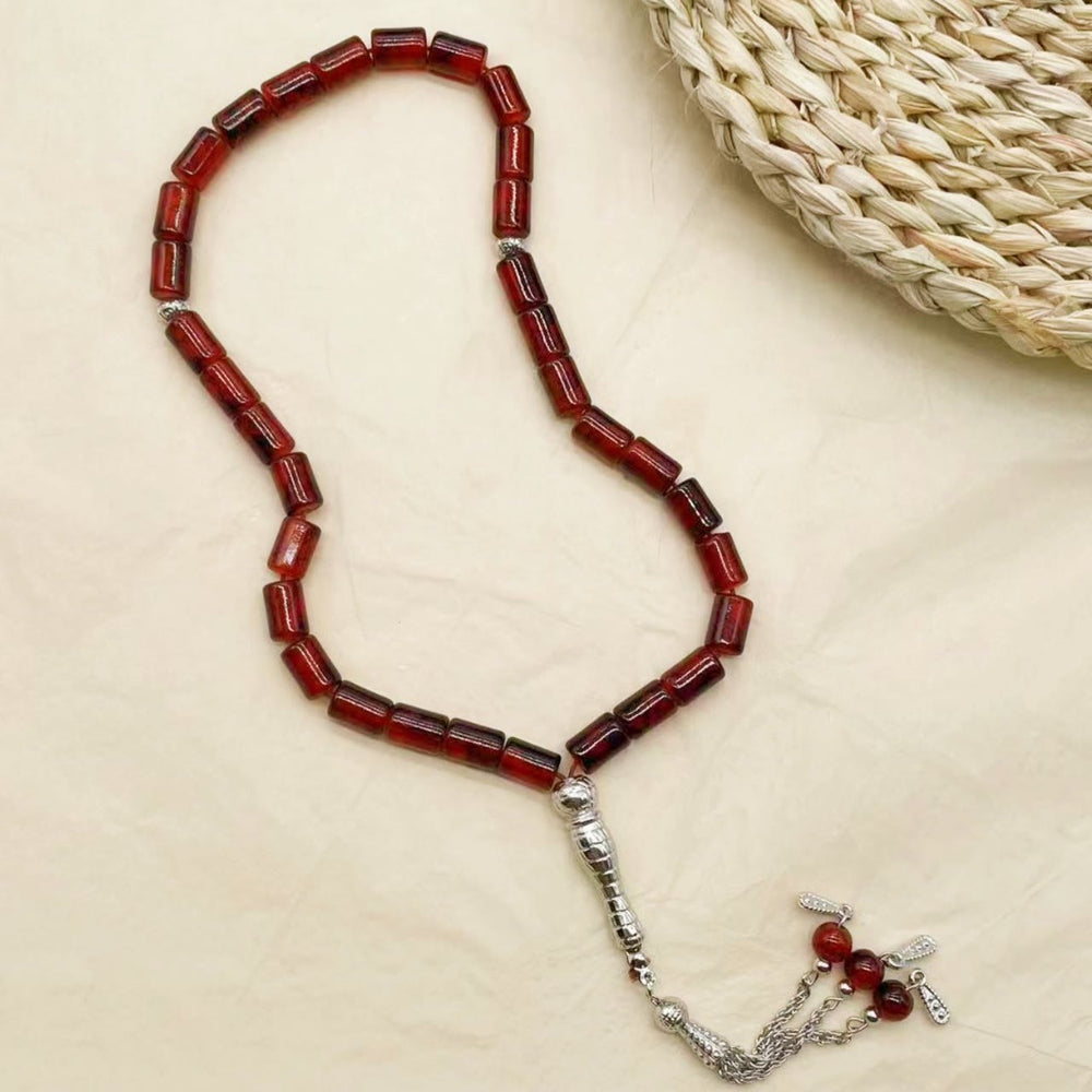 HilalHaven Rectilinear Cadence Textured Glass Tube 33 Beads Tasbih - image 1