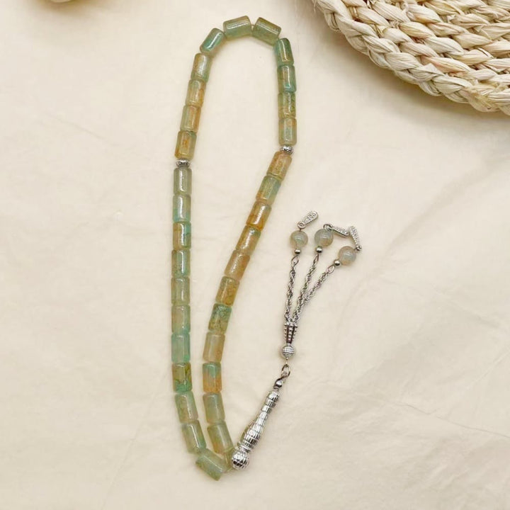 HilalHaven Rectilinear Cadence Textured Glass Tube 33 Beads Tasbih - image 12