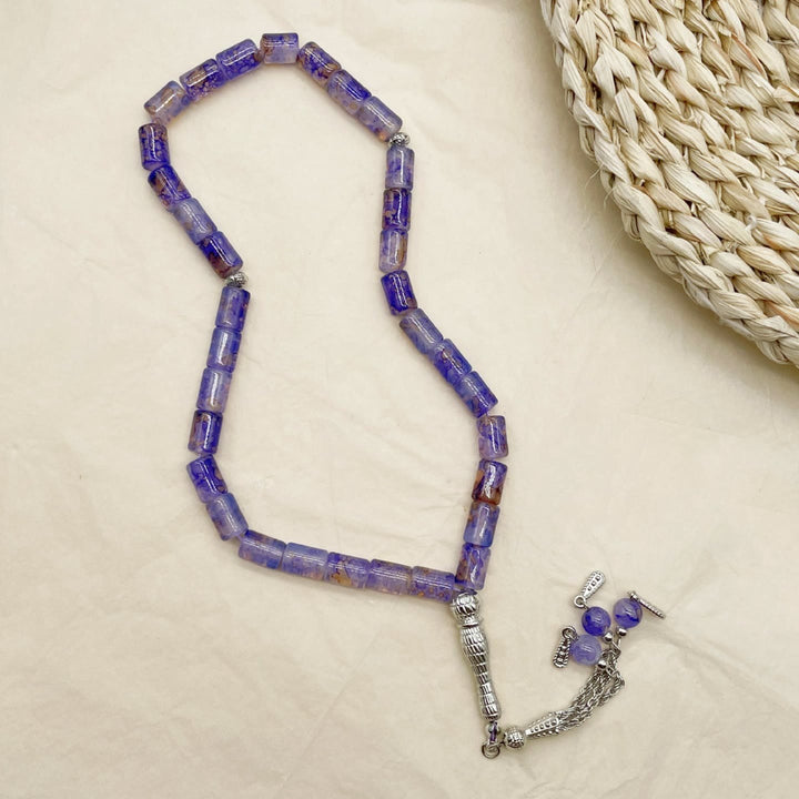 HilalHaven Rectilinear Cadence Textured Glass Tube 33 Beads Tasbih - image 10