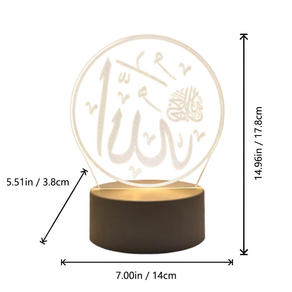 HilalHaven Enclosed Thuluth Script Glow Circular Border Etched Letter Acrylic Mood Lamp — USB Button-Operated Decor Night Light - image 5